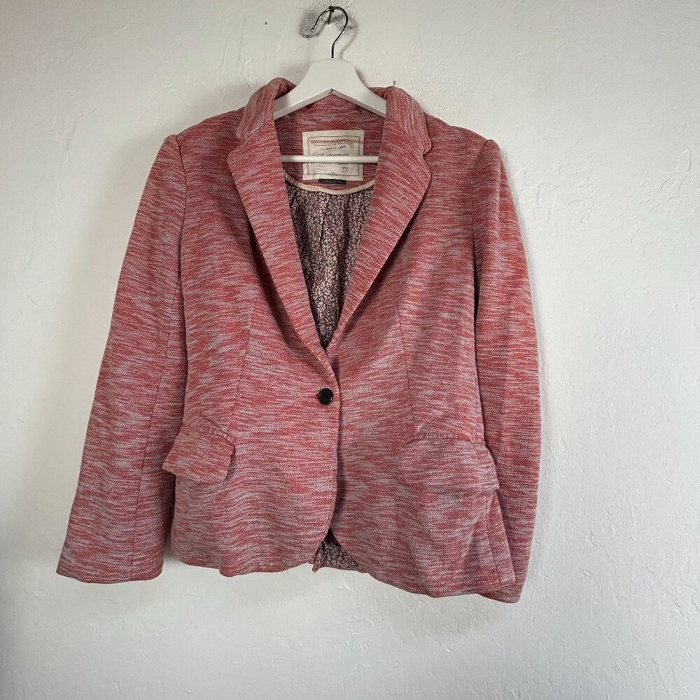 Anthropologie Cartonnier Womens Tonal Knit Blazer Medium Red Space Dye Pockets
